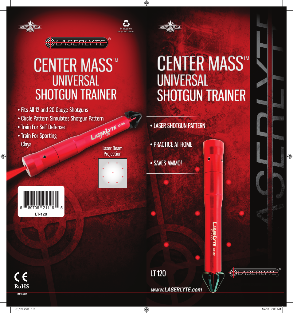 LaserLyte LT-120 - Large Rez Size User Manual | 2 pages