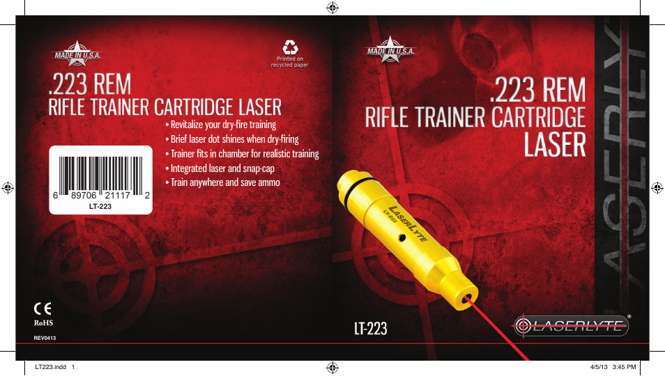 LaserLyte LT-223 - Large Rez Size User Manual | 2 pages