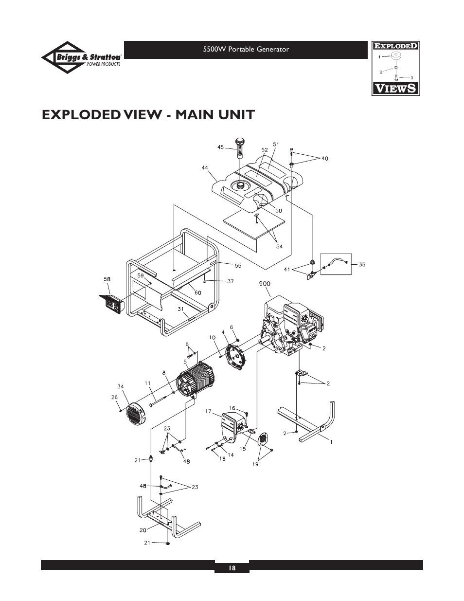 Exploded view - main unit | Briggs & Stratton Elite Series 30209 User Manual | Page 18 / 36