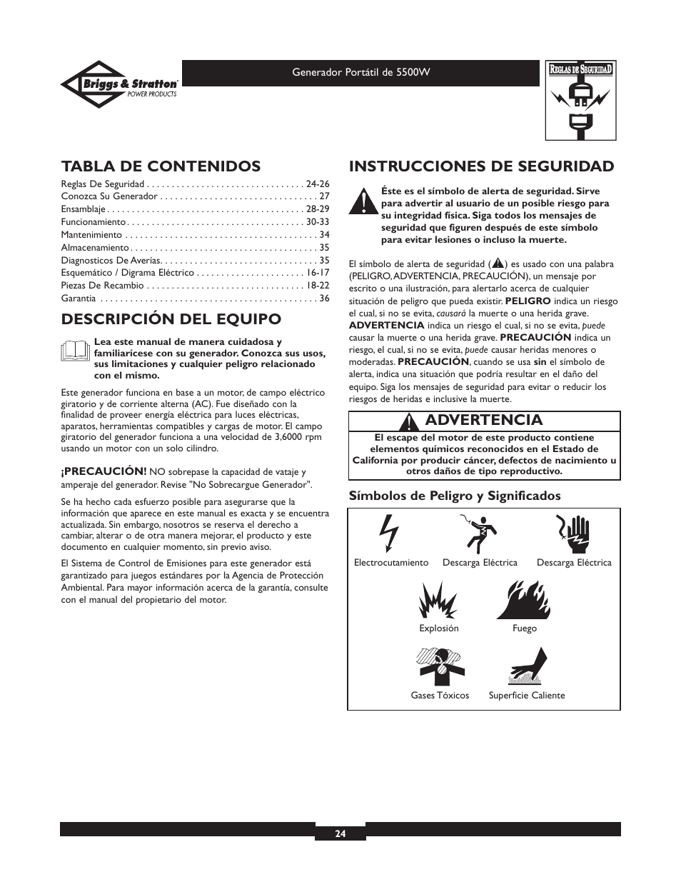 Briggs & Stratton Elite Series 30209 User Manual | Page 24 / 36