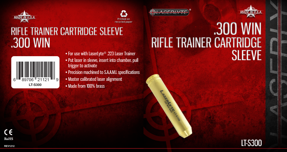 LaserLyte LT-S300 - Large Rez Size User Manual | 2 pages