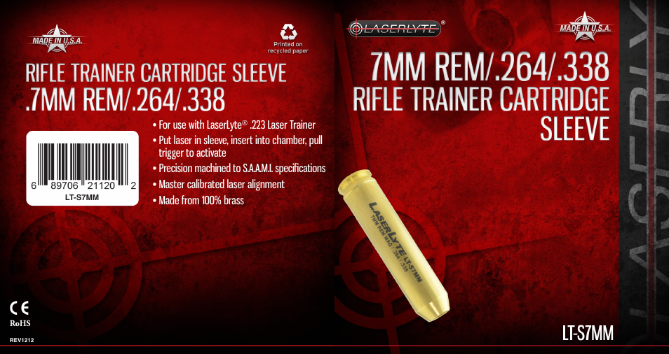 LaserLyte LT-S7MM - Large Rez Size User Manual | 2 pages