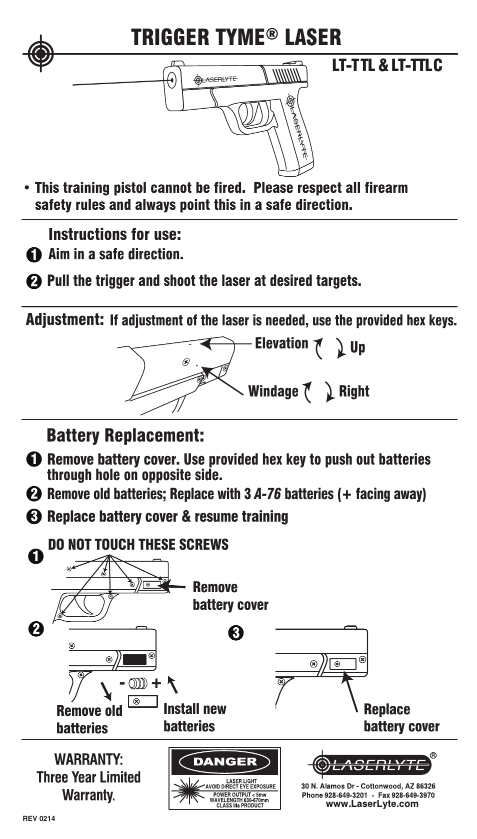 LaserLyte LT-TTL & LT-TTLC - Large Rez Size User Manual | 1 page