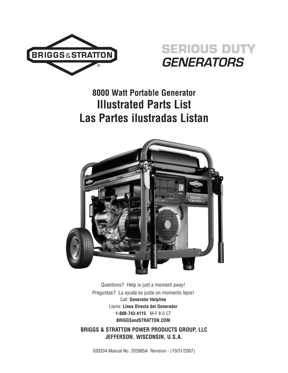 Briggs & Stratton 30334 User Manual | 6 pages