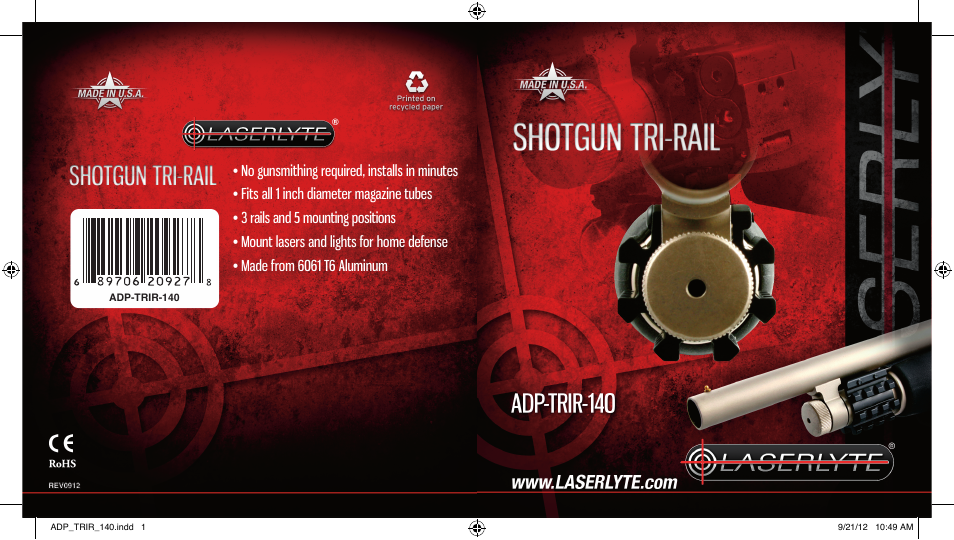 LaserLyte ADP-TRIR-140 - Large Rez Size User Manual | 2 pages
