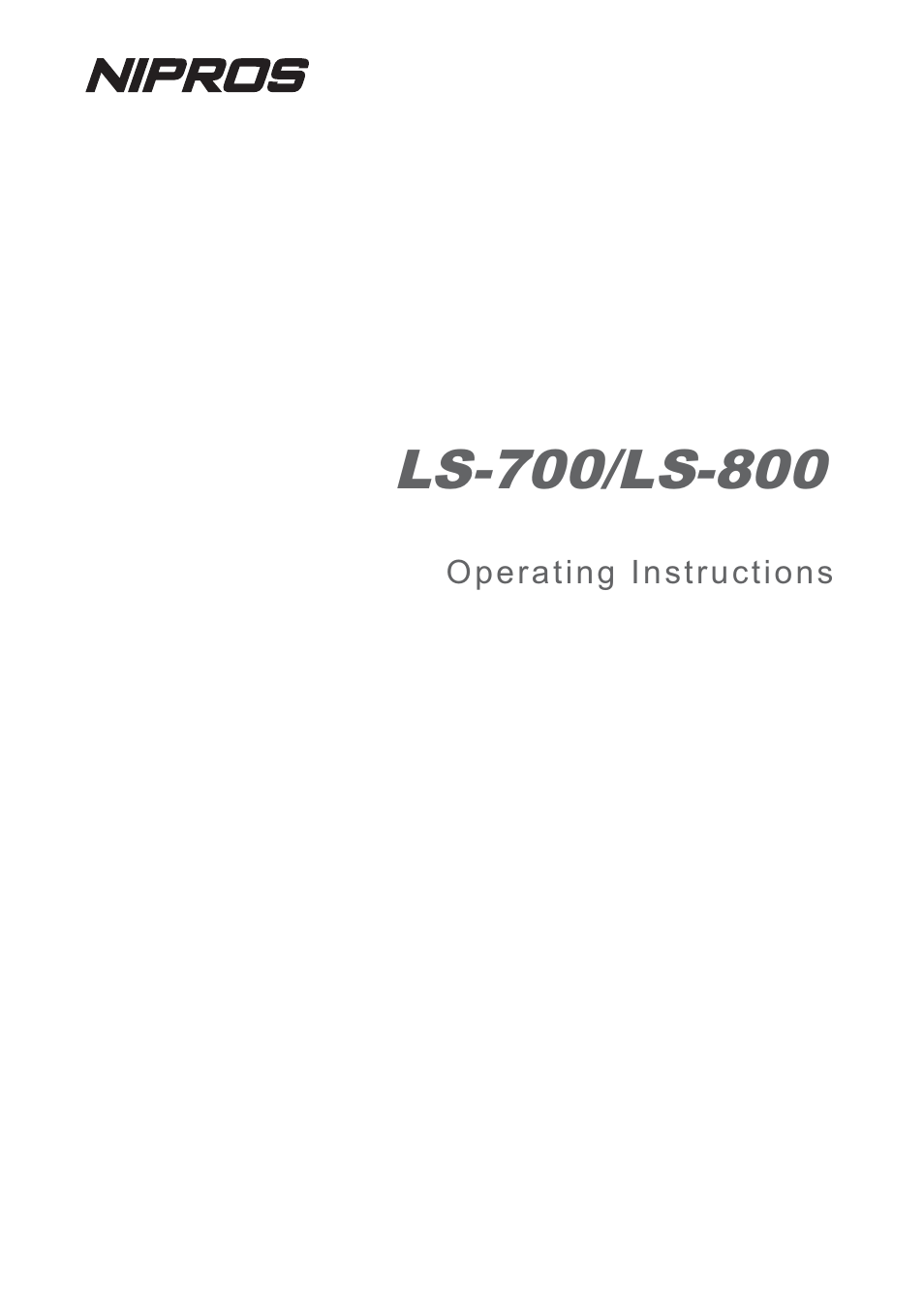 Nipros LS-800 Operating Instruction User Manual | 56 pages