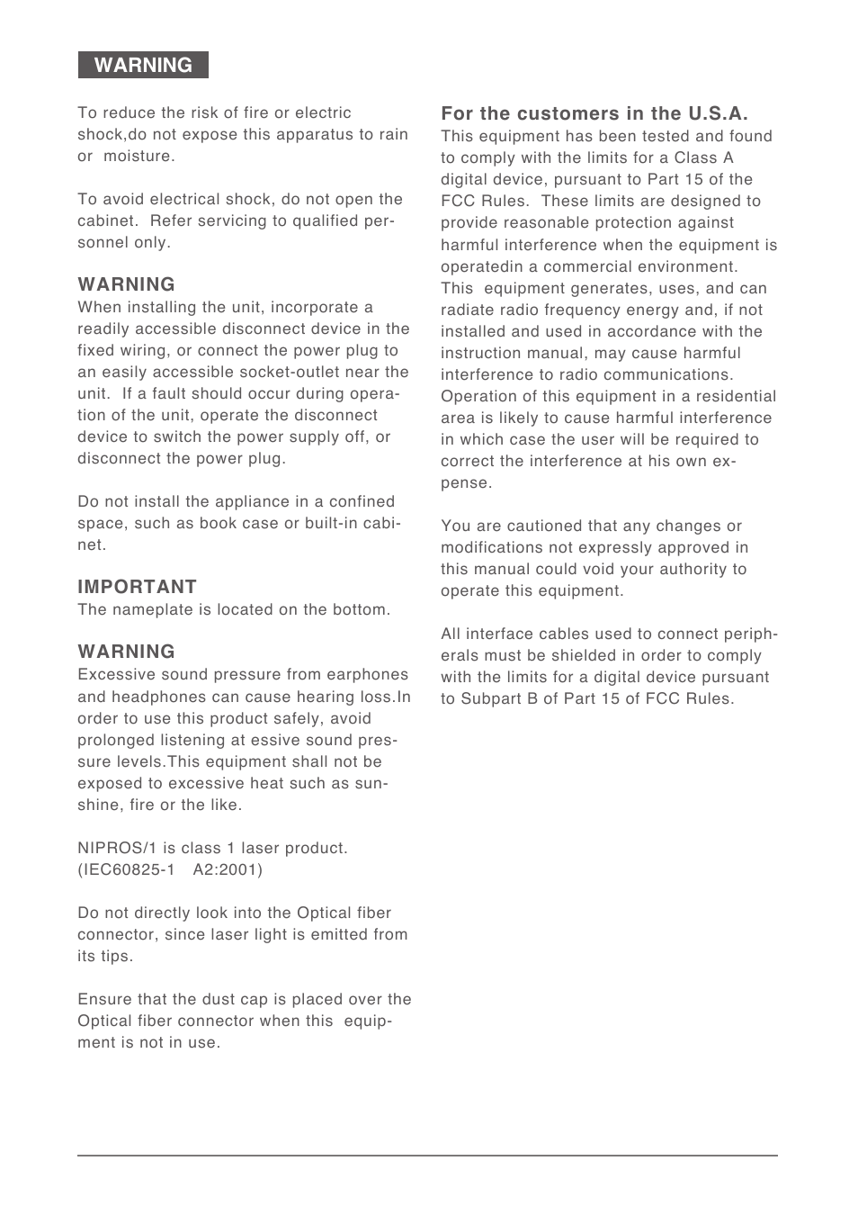 Warning | Nipros PS-570 Operating Instruction User Manual | Page 2 / 39