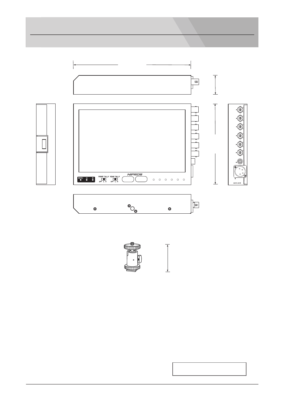 Outside view and dimensions, Hdmi/hd component monitor lvm-89w/universal head, Outside dimension (unit: mm) | Nipros PS-570 Operating Instruction User Manual | Page 35 / 39