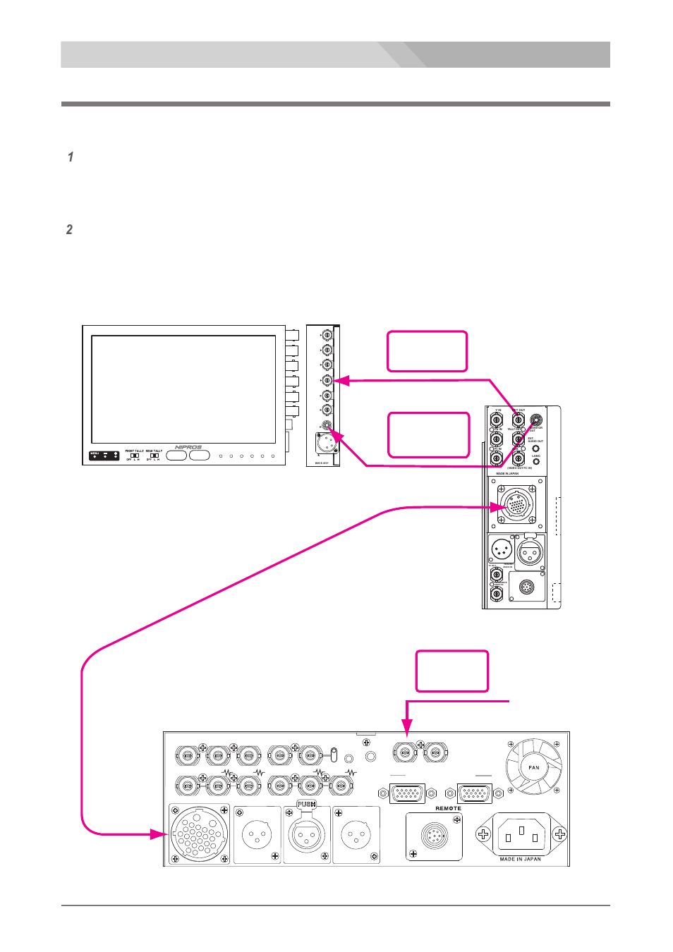 Pdf monitor, Multi-core studio system nipros/v26, Composite video signal dc power,and tally signal | Composite video signal, リターンコンポジットビデオ信号/ lvm-89wの接続, Ds-560, Monitor out (6-pin) ret out (bnc) cmp in, Ret in (bnc) moni if | Nipros ES-500 Operating Instruction User Manual | Page 28 / 56