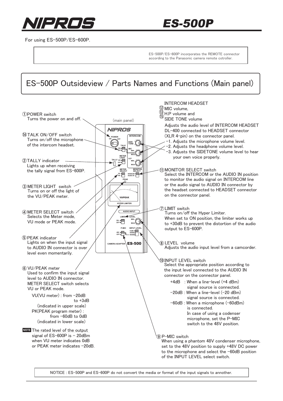 Nipros ES-500P System Connection Manual User Manual | 6 pages