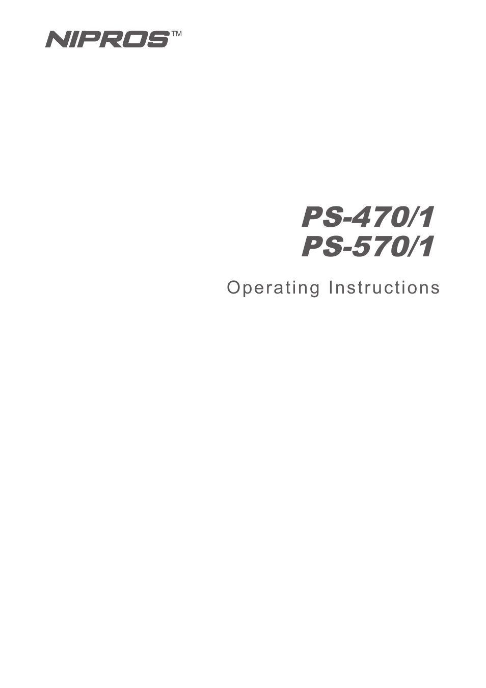 Nipros PS-570/1 User Manual | 36 pages
