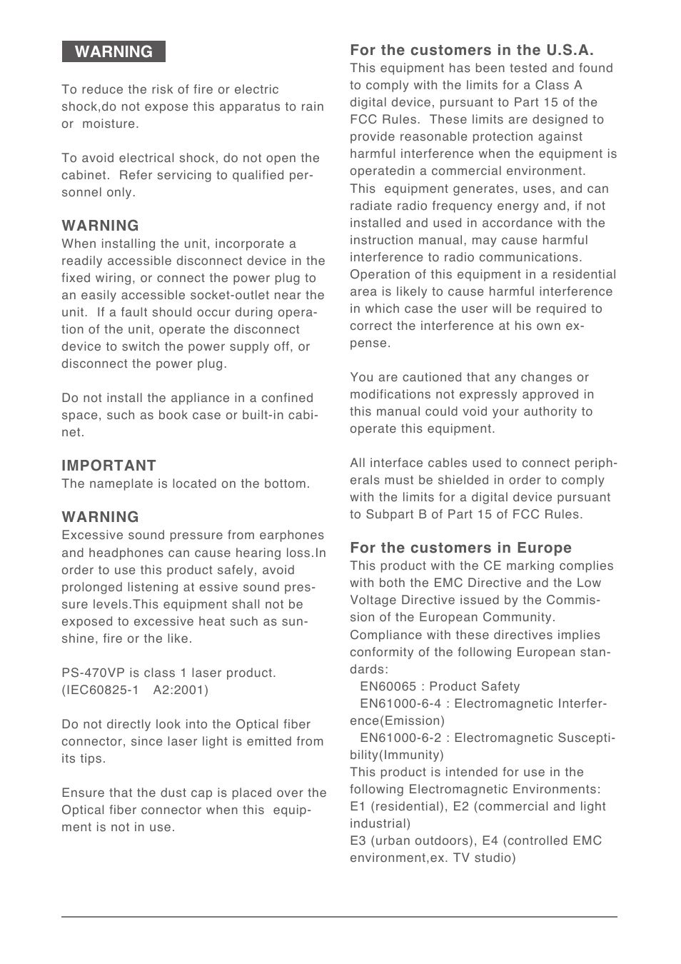 Warning | Nipros PS-570/1 User Manual | Page 2 / 36