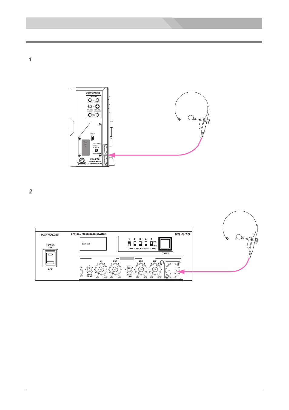 Intercom headset connection, Connection, Intercom headset connector | Headset 1/2 connector, Dl-400 | Nipros PS-570/1 User Manual | Page 26 / 36