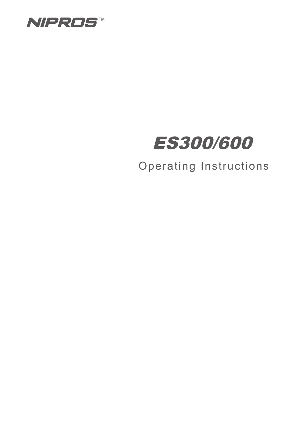 Nipros ES-600 Operating Instruction User Manual | 54 pages