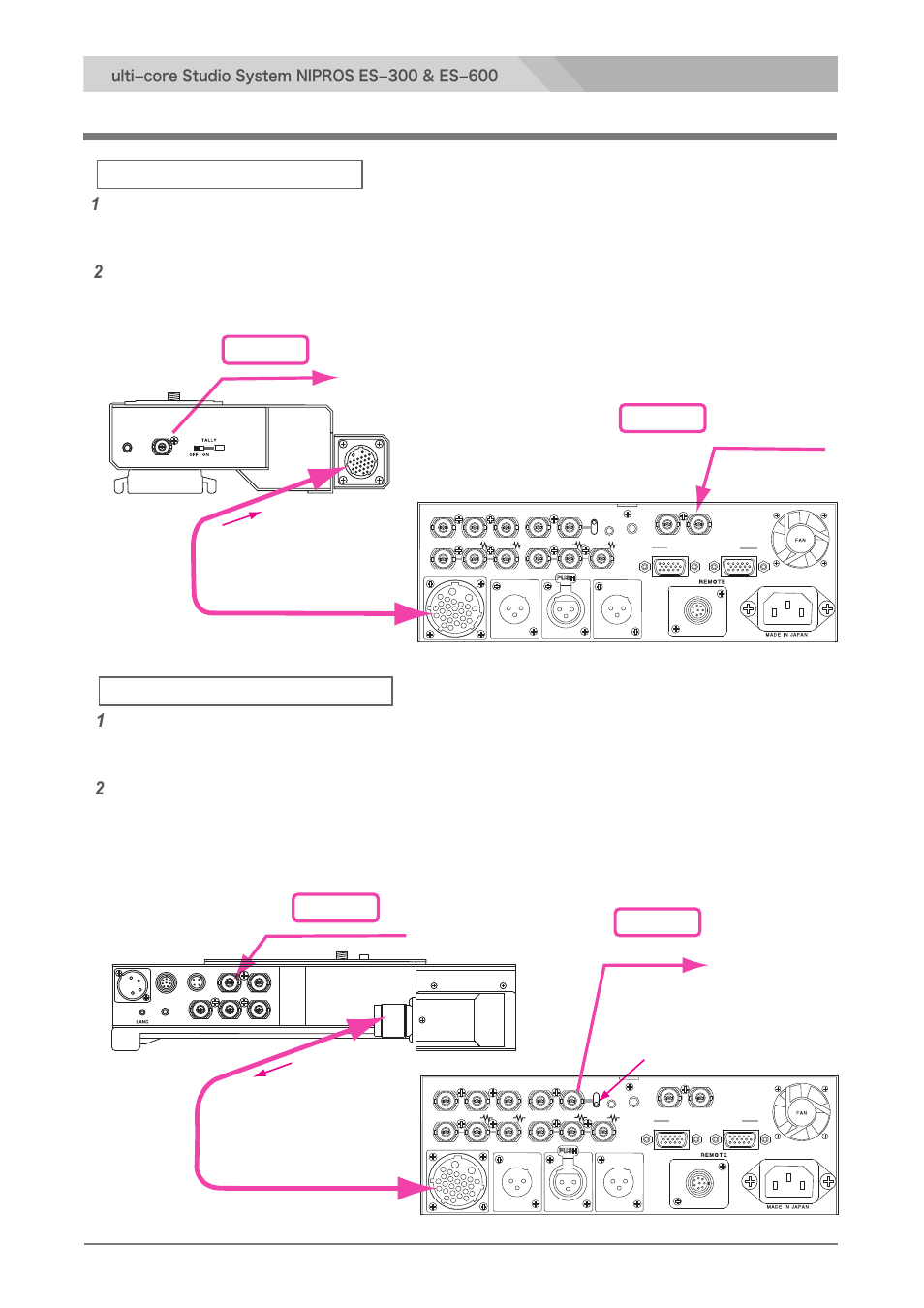 Time code signal connection, Time code signal to a camcorder, Time code signal from a camcorder | Es-600, 29 tc信号の接続, Tc signal, Tc out, Select switch is set to tc out position | Nipros ES-600 Operating Instruction User Manual | Page 29 / 54