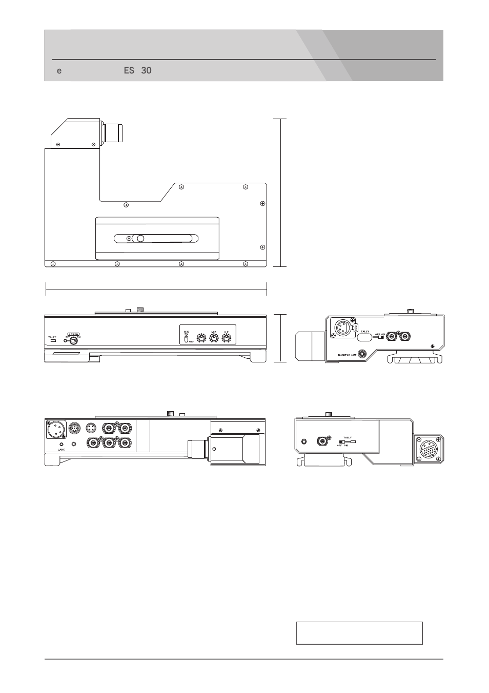 Outside view and dimensions, Camera adapter es-300, Outside dimension (unit: mm) | Front) (rear) (connector panel) (main panel) | Nipros ES-600 Operating Instruction User Manual | Page 48 / 54