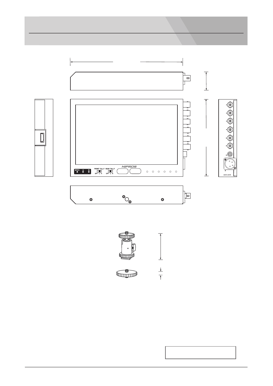 Outside view and dimensions, Hdmi/hd component monitor lvm-89w/universal head, Outside dimension (unit: mm) | Nipros ES-600 Operating Instruction User Manual | Page 52 / 54