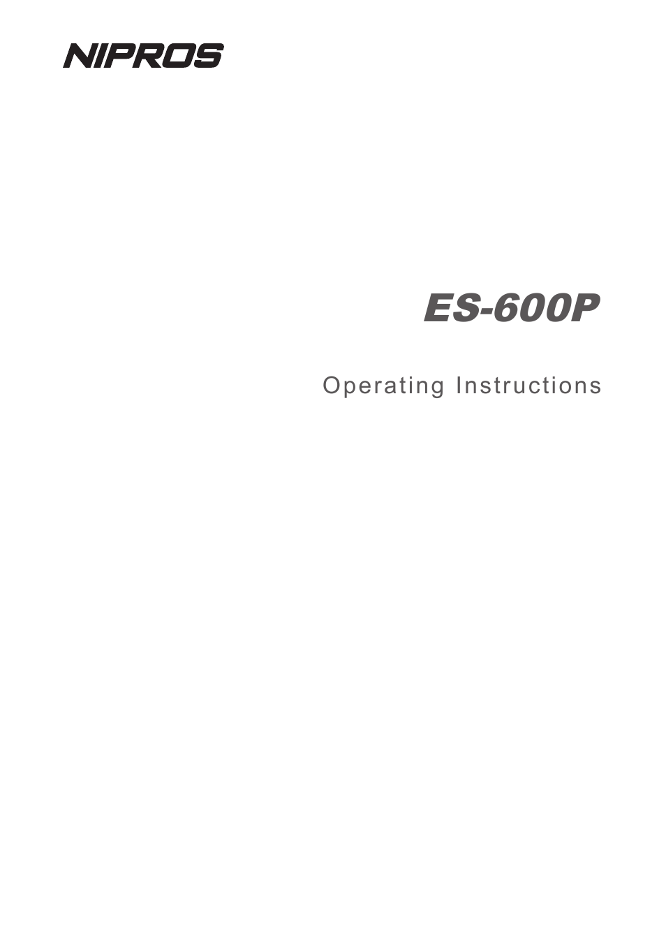 Nipros ES-600P User Manual | 35 pages