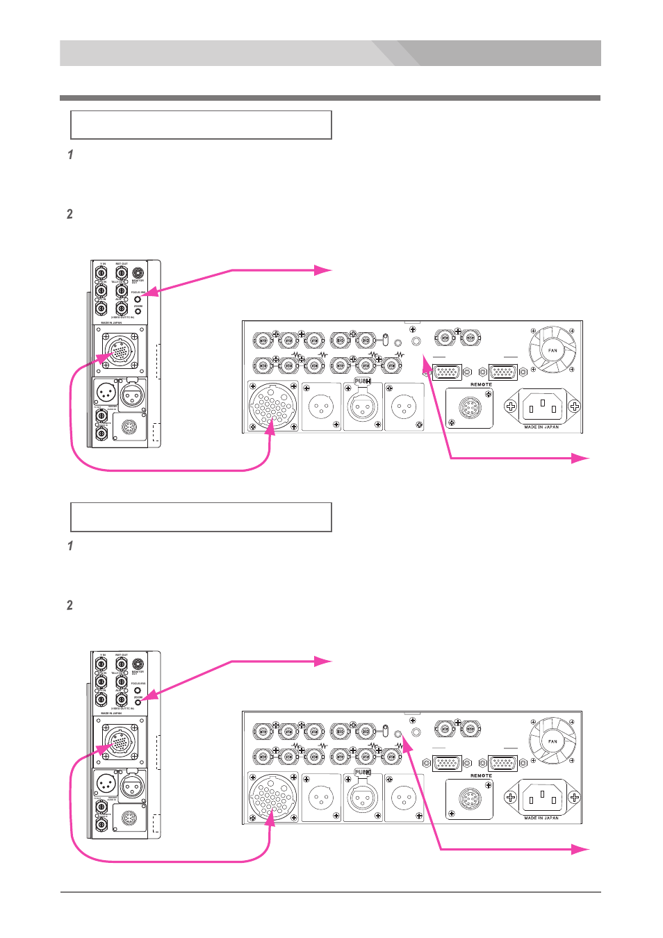 Focus iris demand/zoom demand connection, Es-600p, 24 リモコンの接続 | Es-500p の focus iris コネクタからカメラへ、ケーブルで接続します, Es-500p, Es-600p 接続方法, Es-500p の zoom コネクタからカメラへ、ケーブルで接続します | Nipros ES-600P User Manual | Page 24 / 35