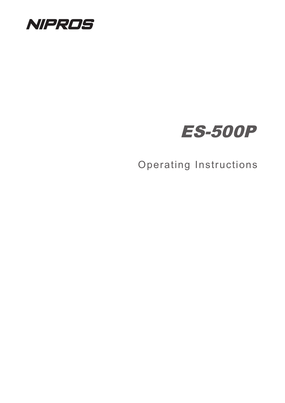 Nipros ES-500P Operating Instruction User Manual | 36 pages