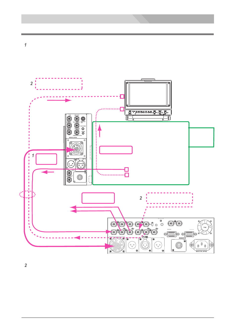 Hd/sd sdi video signal connection, Camera, Hd-sdi monitor (hdf-700) | Hd/sd sdi return signal, Hd/sd sdi signal, Pin) hd/sd sdi output (26-pin), Bnc) (xlr-4pin) dc output (xlr-4pin) dc input, Hd/sd sdi input, Dc 12v power, Es cable | Nipros ES-500P Operating Instruction User Manual | Page 12 / 36