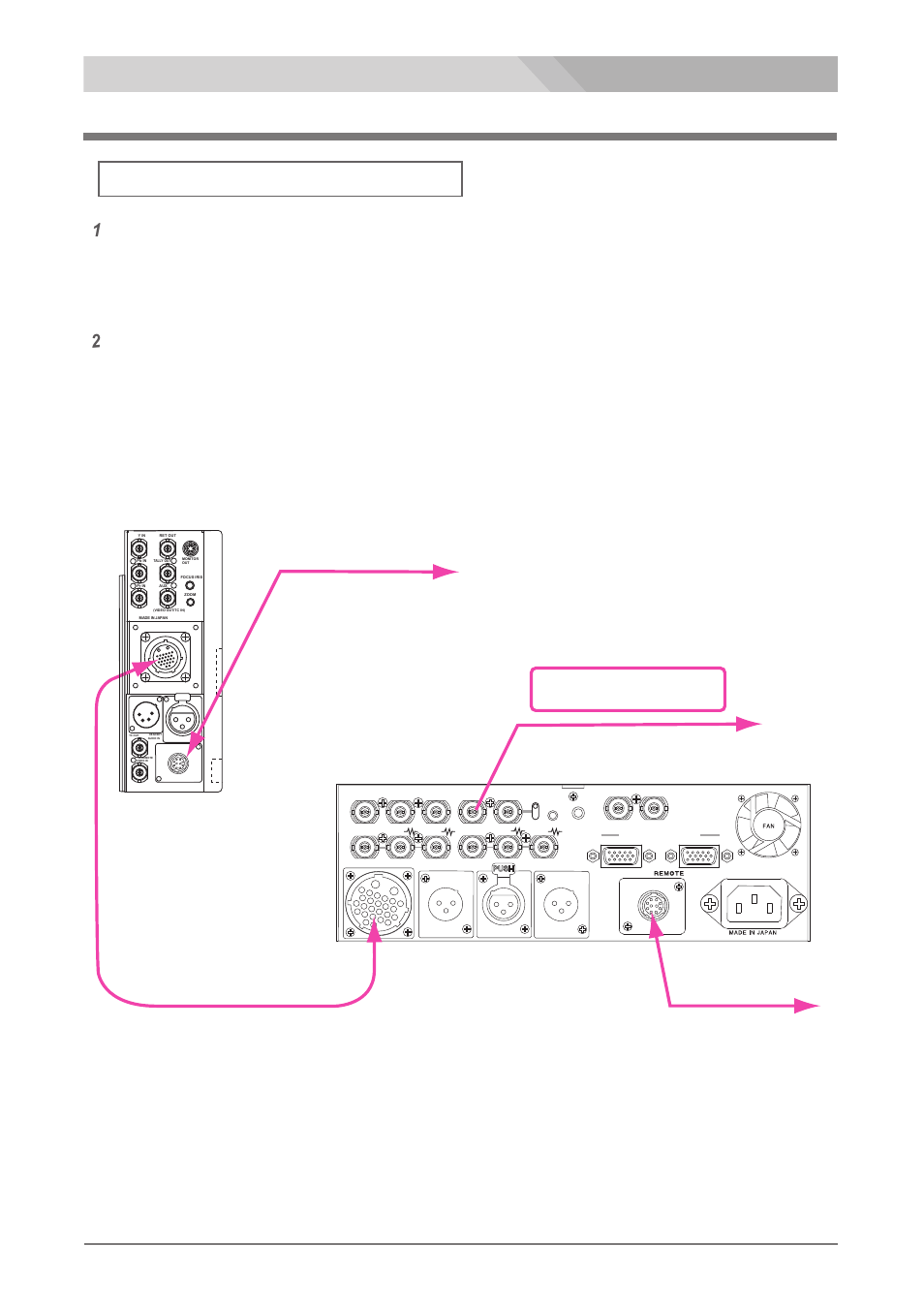 Remote controller connection, Es-600p, Camera remote cable (rcc-450p) | 24 リモコンの接続, Es-500p, 注意 )es-600p の video in コネクタからコンポジットビデオ信号が出力できます | Nipros ES-500P Operating Instruction User Manual | Page 24 / 36