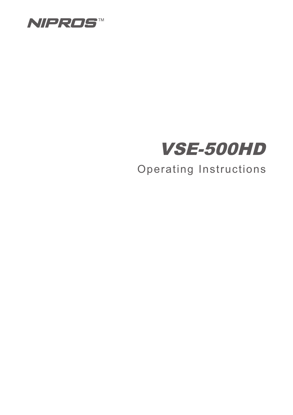 Nipros VSE-500HD User Manual | 23 pages