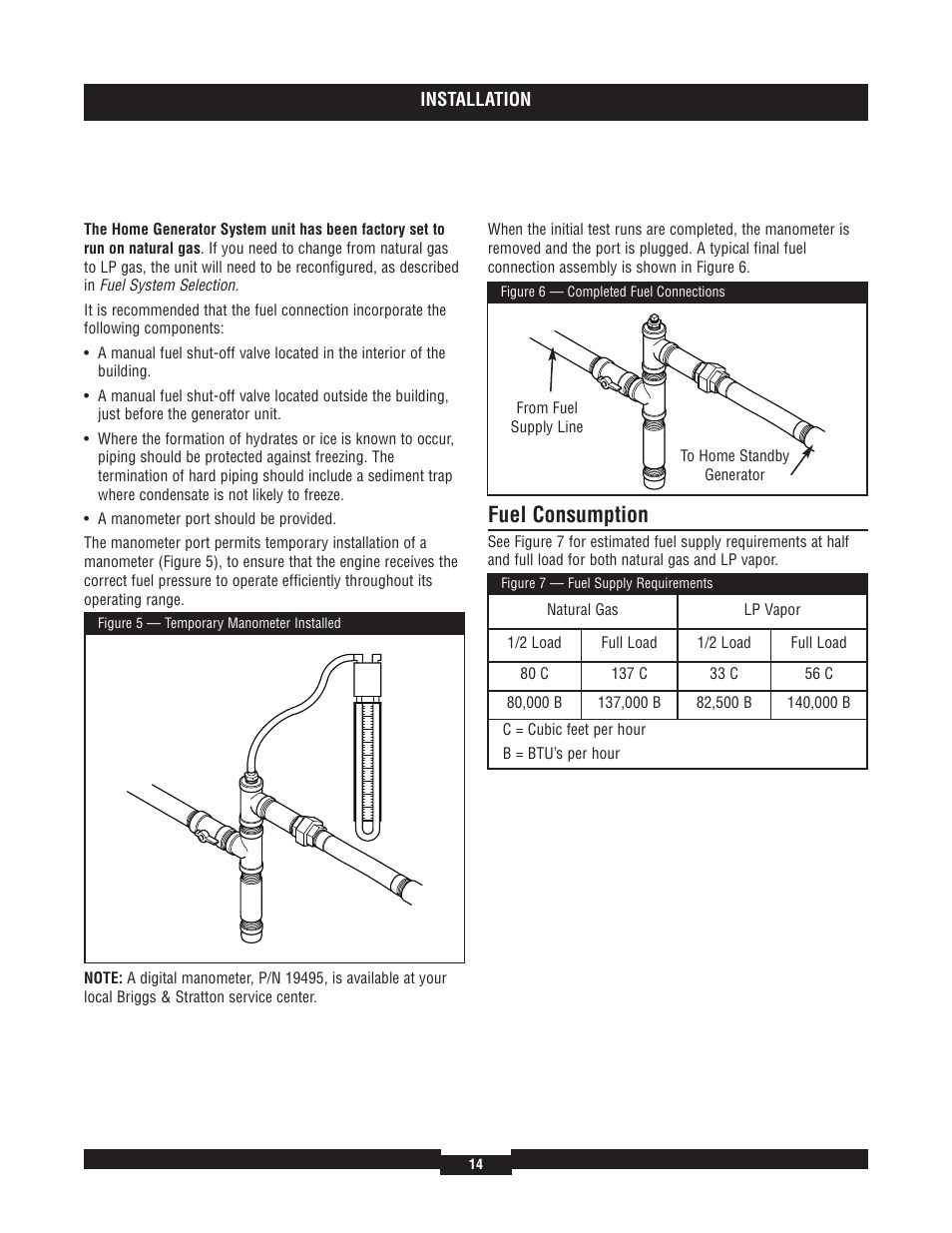Initial start-up (no load, Initial start-up (no load), Fuel consumption | Briggs & Stratton 7000 RATED WATTS 040220A User Manual | Page 14 / 80