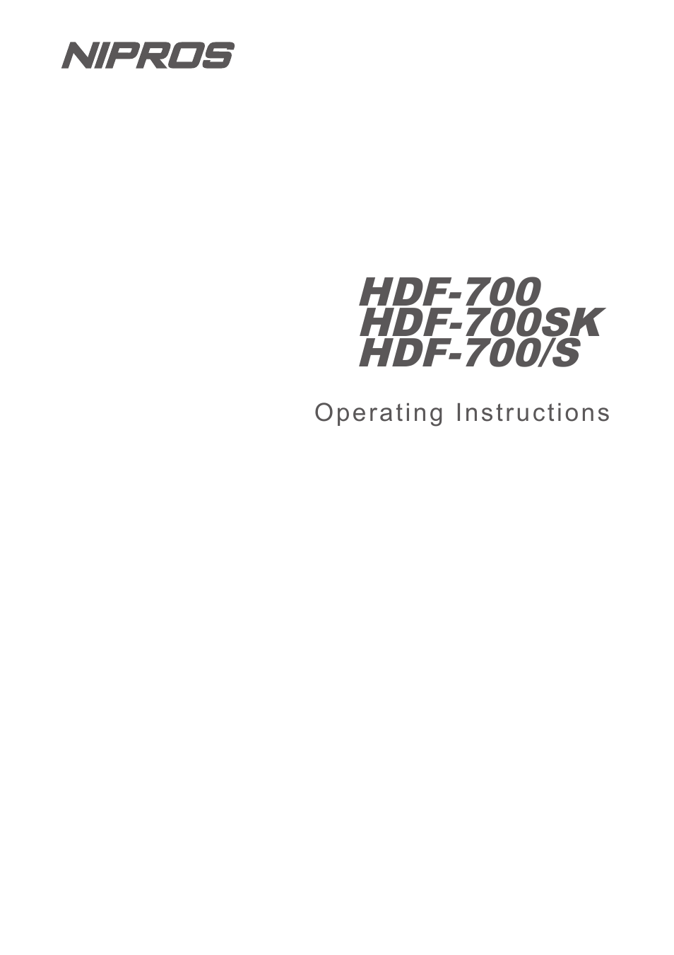 Nipros HDF-700 User Manual | 42 pages