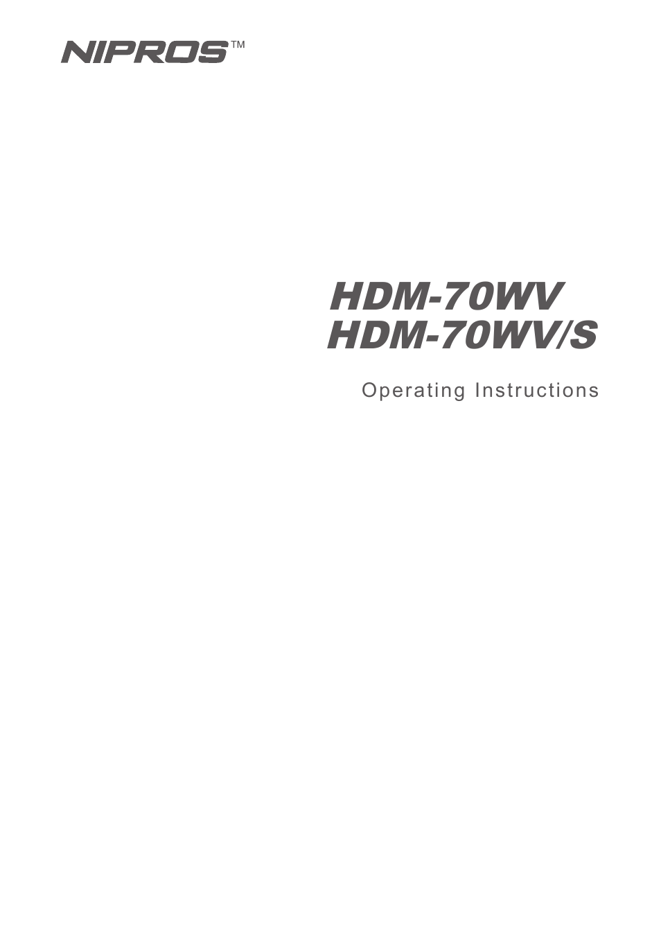 Nipros HDM-70WV User Manual | 41 pages