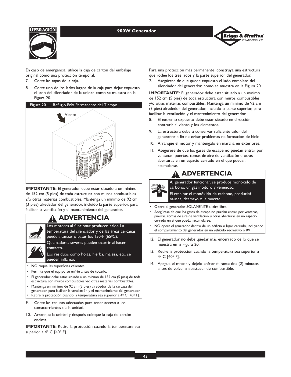 Advertencia | Briggs & Stratton Elite 01532-3 User Manual | Page 43 / 48