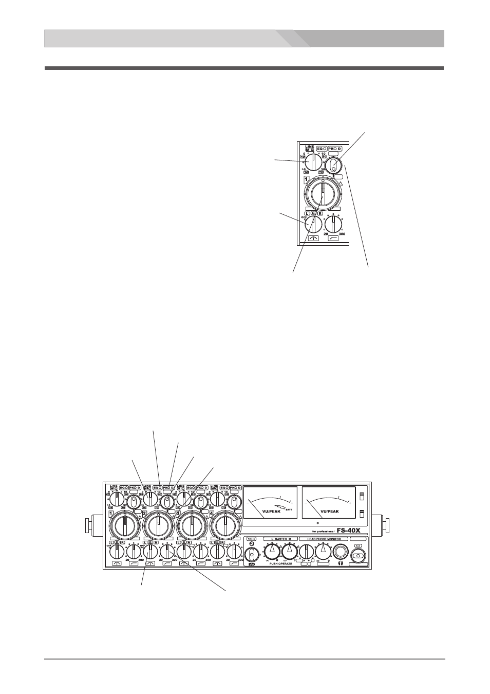 Input level adjustment, Adjust the input level, 4 ch field mixer fs-40x | Set to any position lmt/pfl switch adjust adjust, Lmt/pfl switch off(neutral) | Nipros FS-40X User Manual | Page 18 / 23