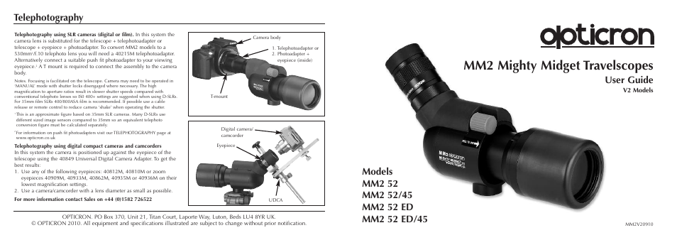 Opticron MM2 User Manual | 2 pages