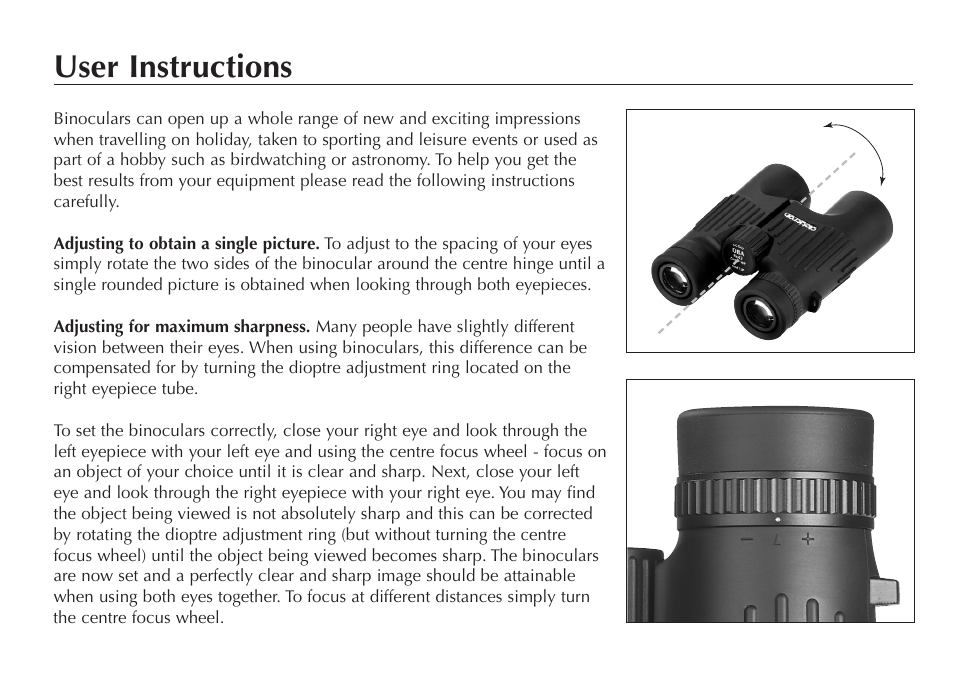 User instructions | Opticron DBA Oasis S-Coat User Manual | Page 4 / 8