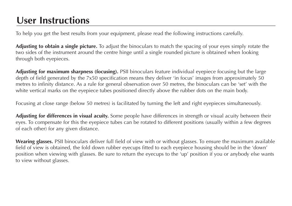 User instructions | Opticron Marine Pro Series II User Manual | Page 4 / 8