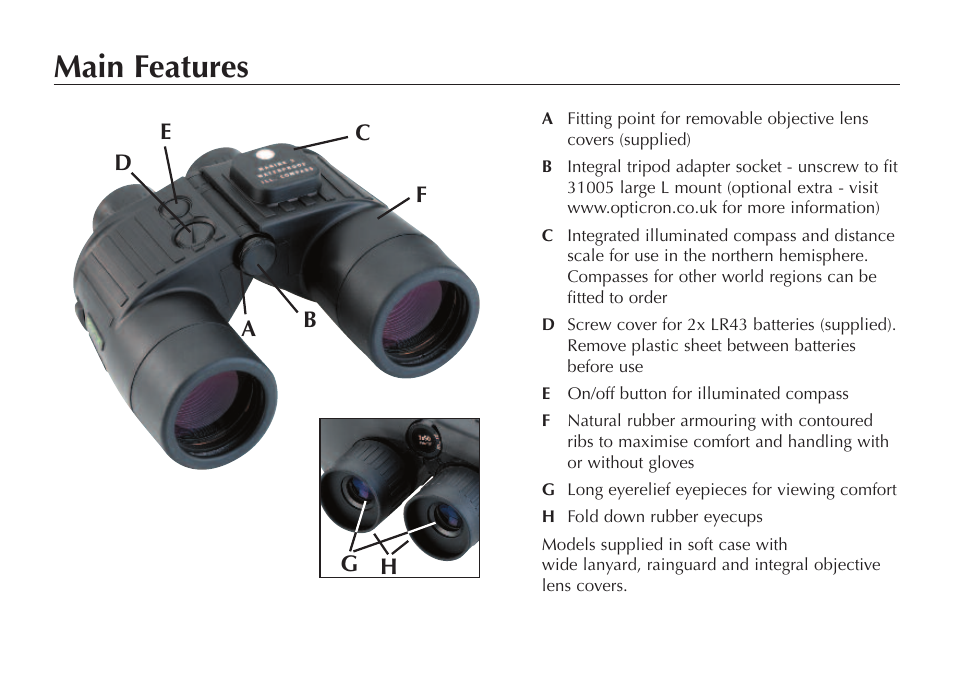 Main features | Opticron Marine-2 User Manual | Page 2 / 8