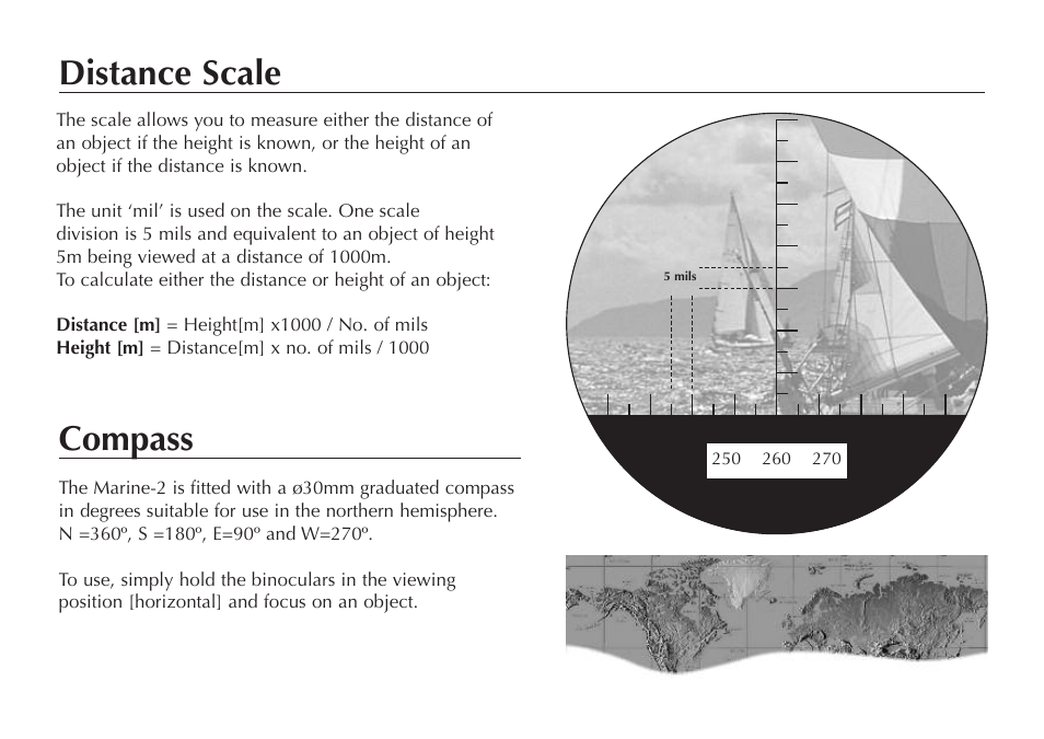 Distance scale, Compass | Opticron Marine-2 User Manual | Page 3 / 8