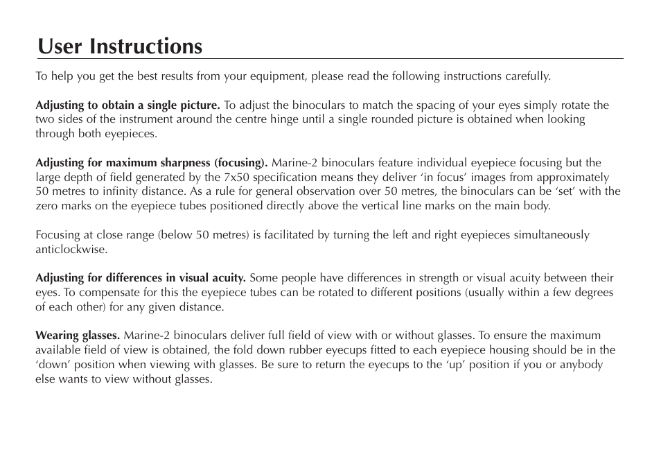 User instructions | Opticron Marine-2 User Manual | Page 4 / 8