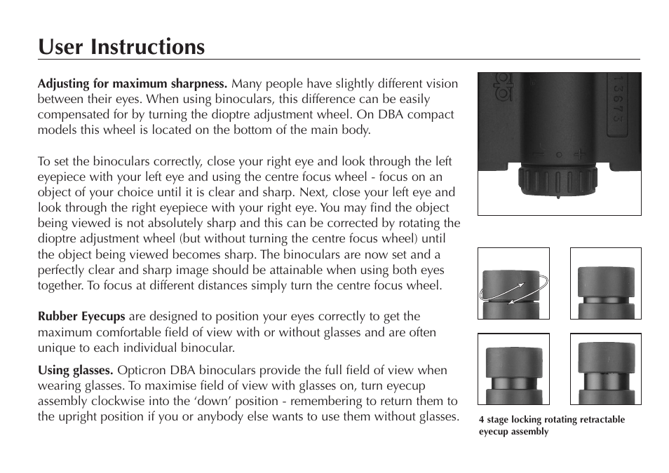 User instructions | Opticron DBA Oasis User Manual | Page 4 / 8