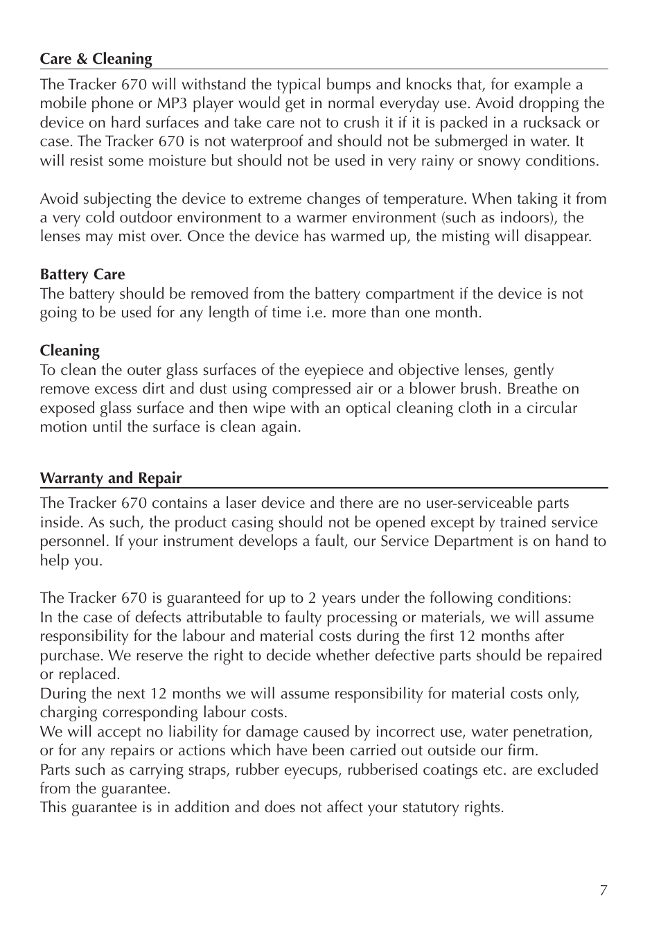 Opticron Tracker 670 User Manual | Page 7 / 8