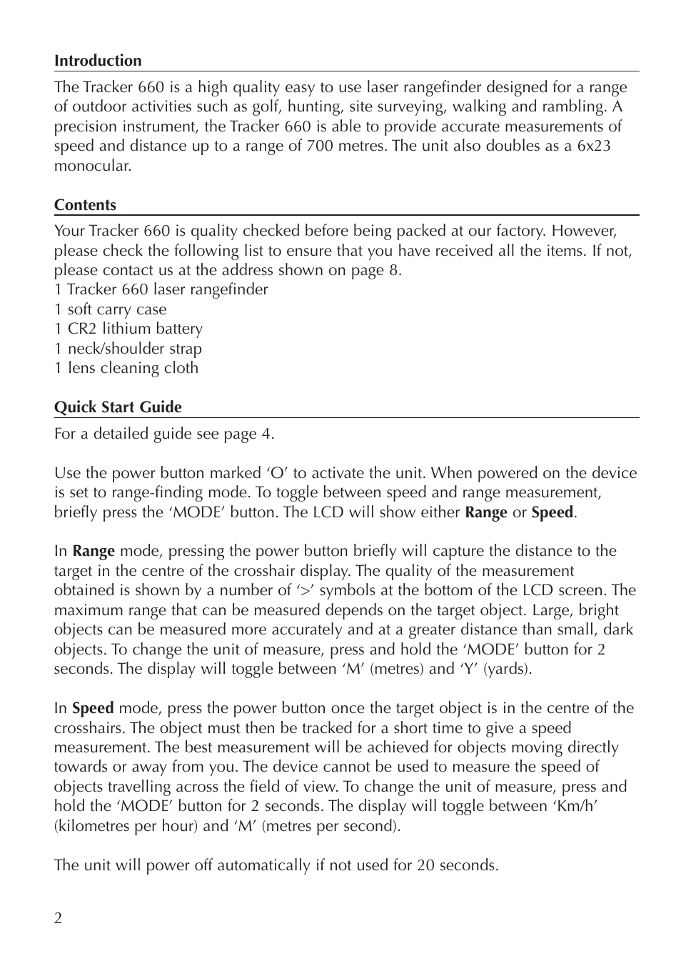 Opticron Tracker 660 User Manual | Page 2 / 8