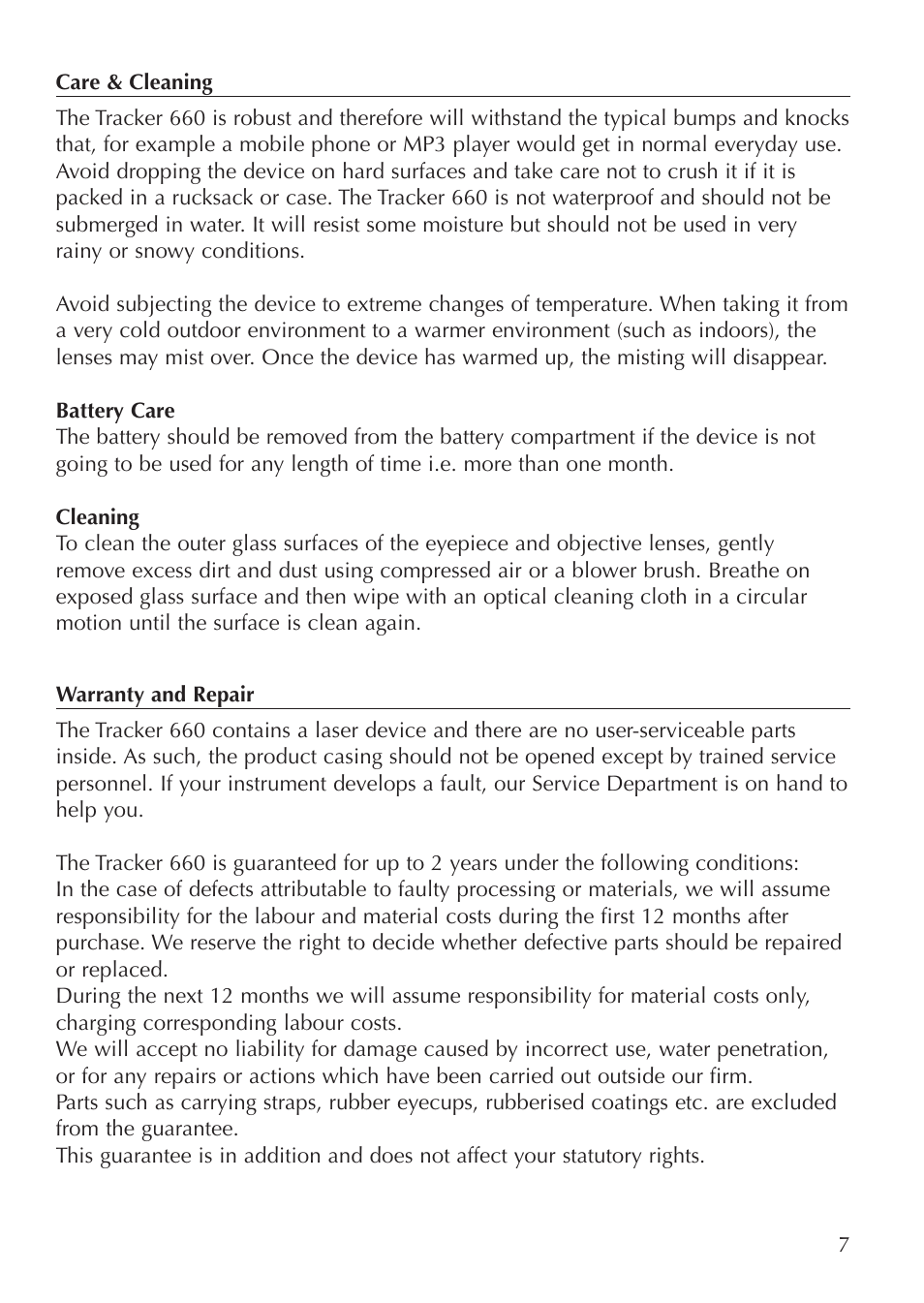 Opticron Tracker 660 User Manual | Page 7 / 8