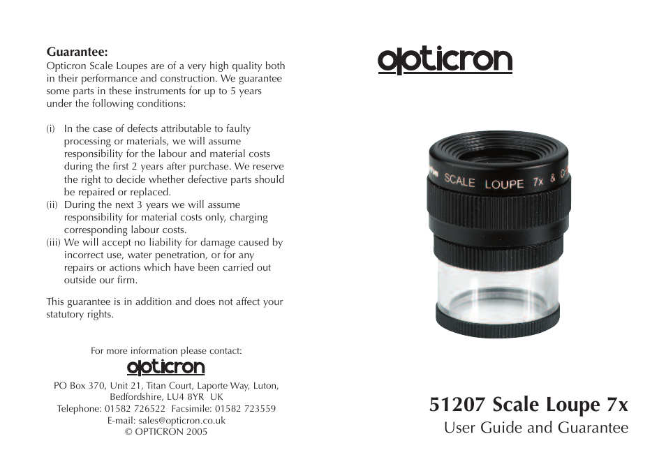 Opticron Scale Loupe User Manual | 2 pages