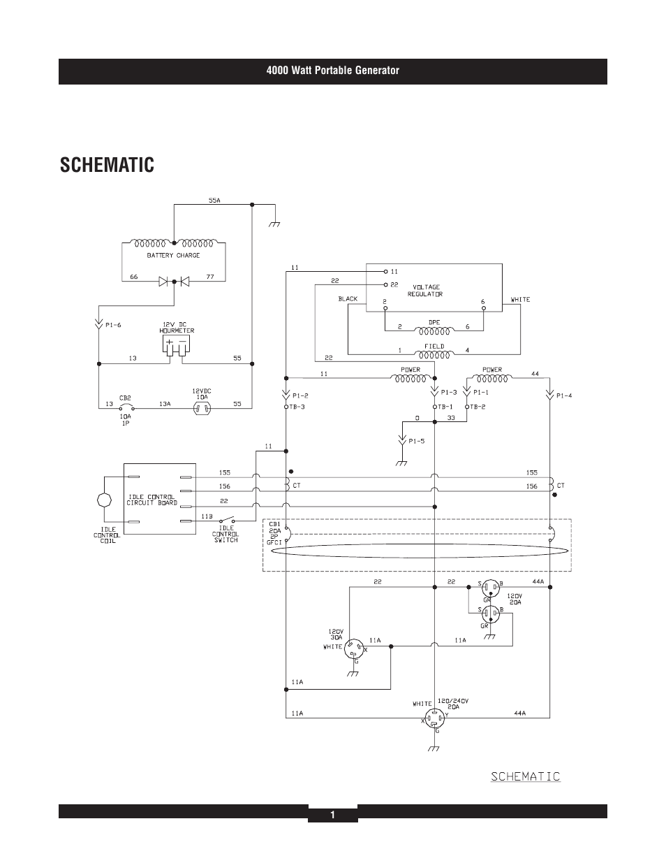 Schematic | Briggs & Stratton 4000 Watt User Manual | Page 2 / 3