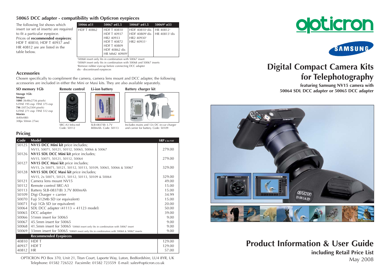 Opticron NV15 kits (2008) Samsung User Manual | 2 pages