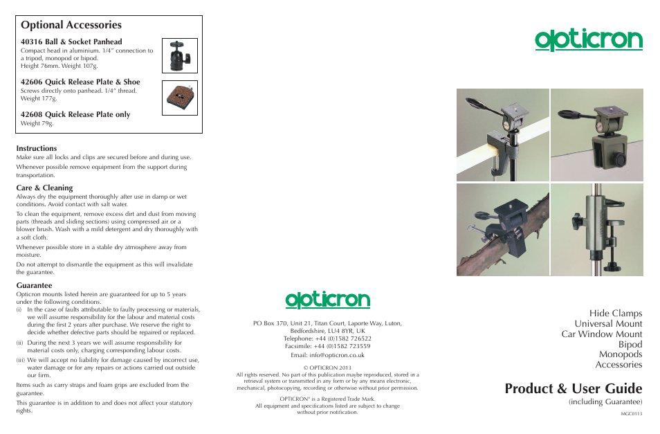 Opticron Mounts User Manual | 2 pages