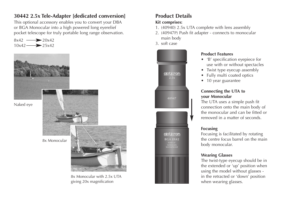 Product details | Opticron UTA 30442 for DBA & BGA Mono User Manual | Page 2 / 2