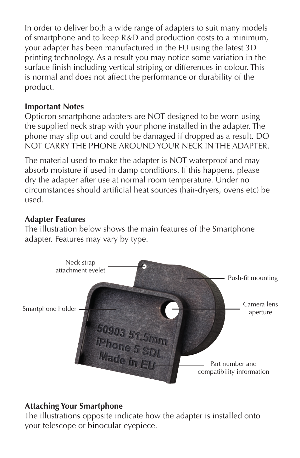 Opticron Smartphone Photoadapter User Manual | Page 2 / 4