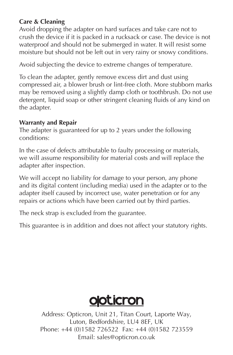 Opticron Smartphone Photoadapter User Manual | Page 4 / 4