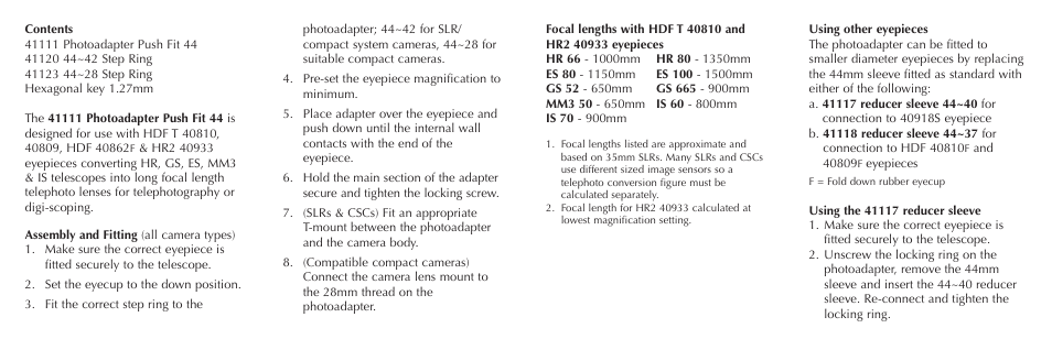 Opticron 41111 Photoadapter User Manual | Page 2 / 2